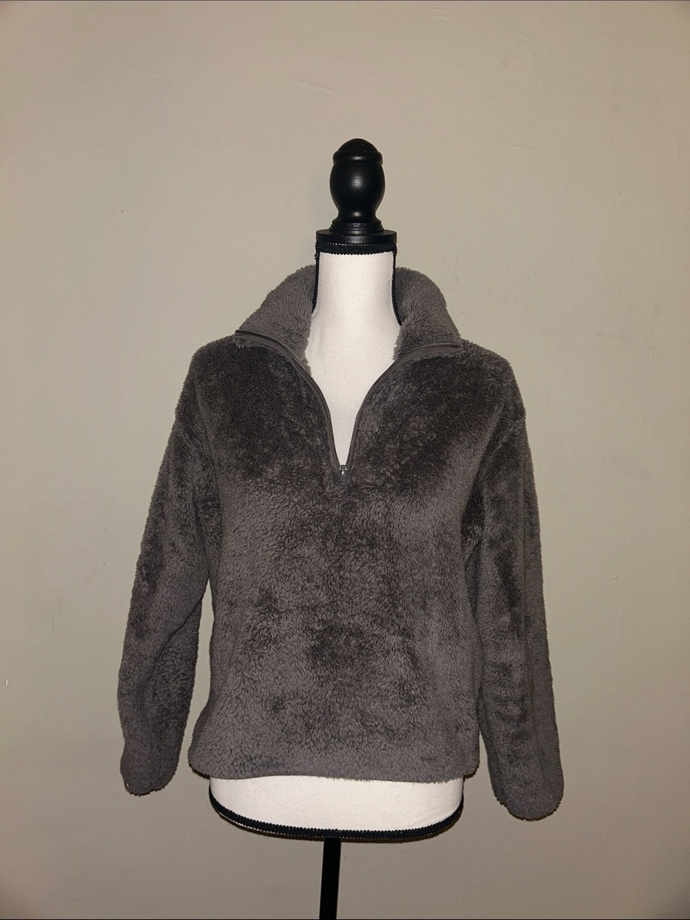 H&M Gray Teddy Half-Zip Jacket